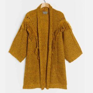 Anthropologie Stevie Fringed Marled Knit Kimono